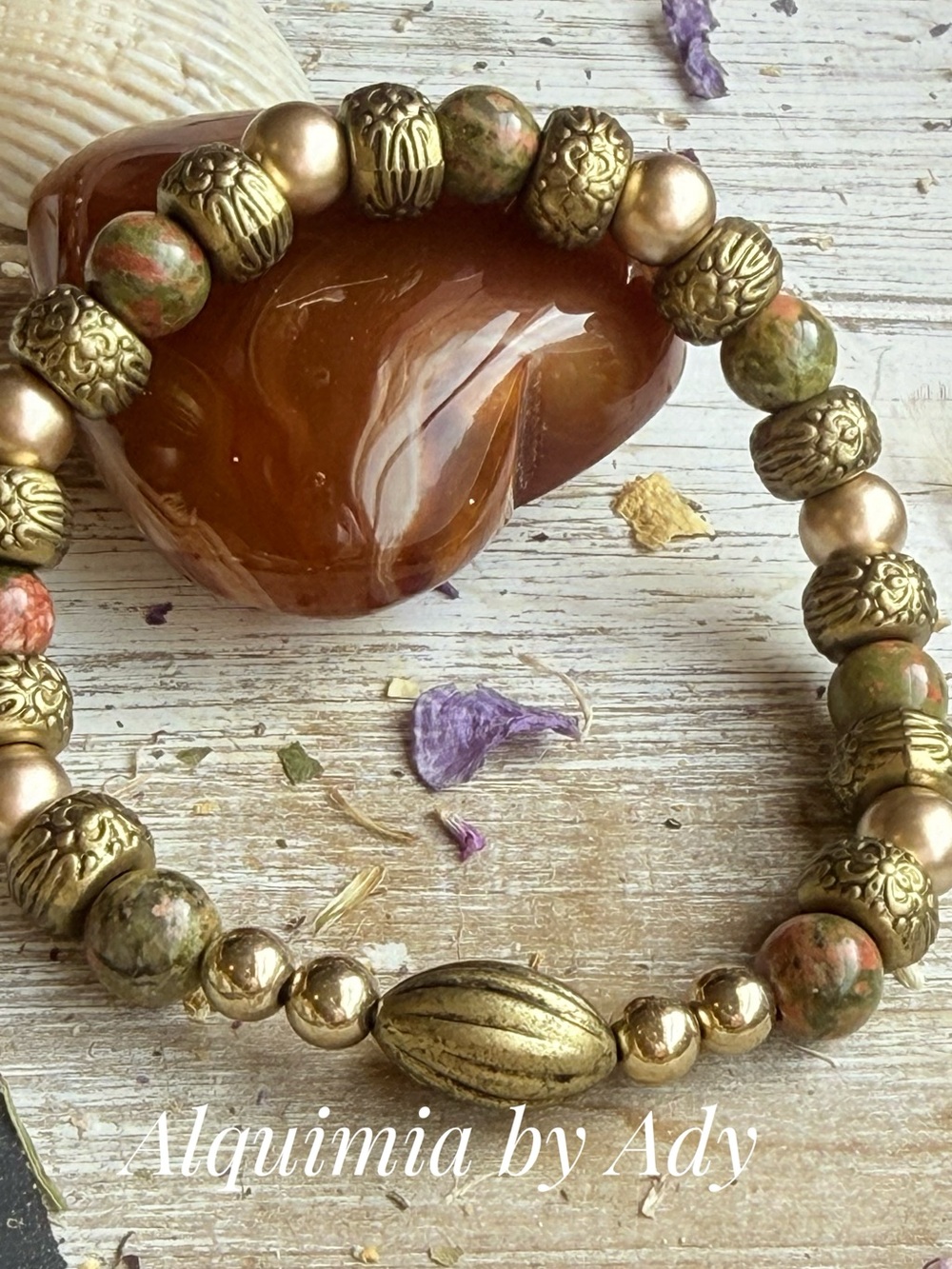 Earth-Tone Jasper and Gold Accent Bracelet